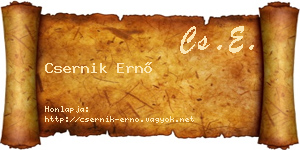 Csernik Ernő névjegykártya